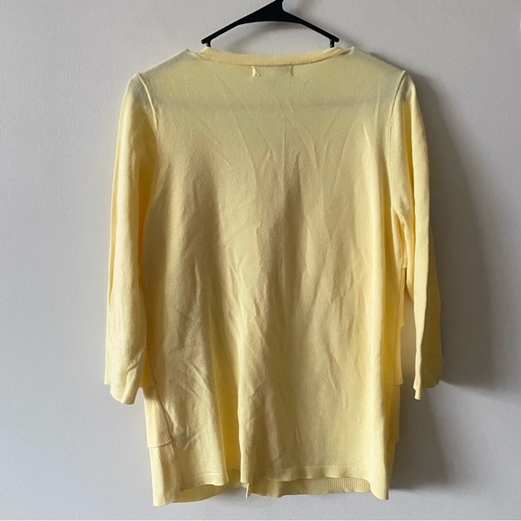 Liz Claiborne Ruffle Button Up Cardigan 3/4 Sleeve Sweater - Picture 2 of 6